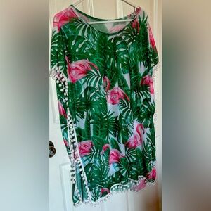 Flamingo bathing suit cover-up